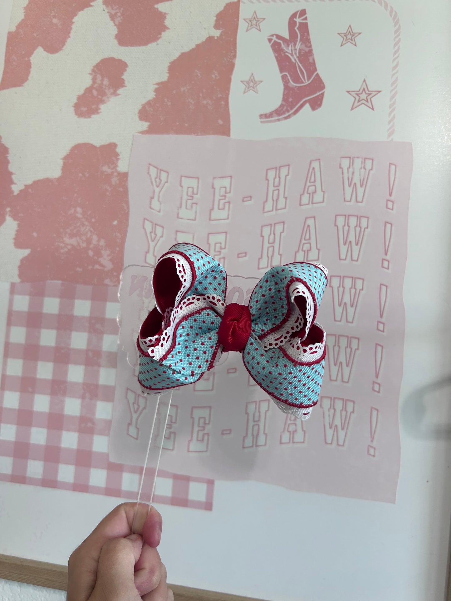 Red & blue Polka Dots 4” Bow