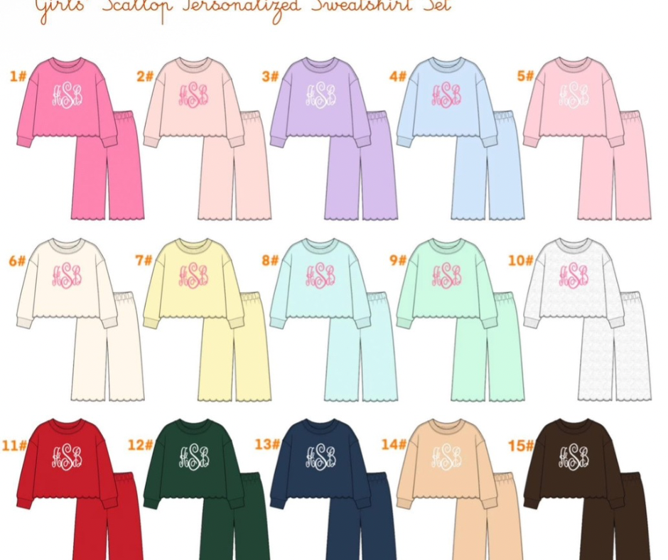 Embroidered Scalloped Sets- ETA Aug