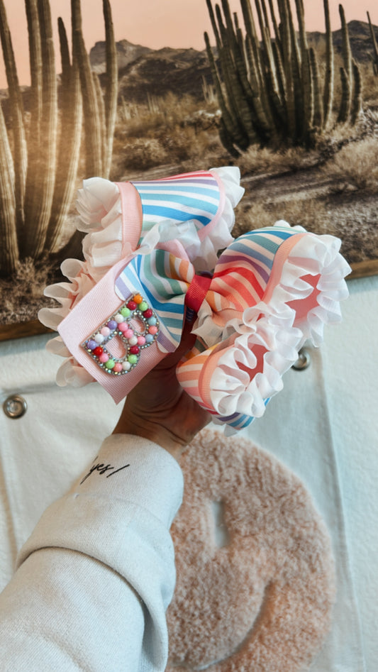 Rainbow Girl Initial Bow