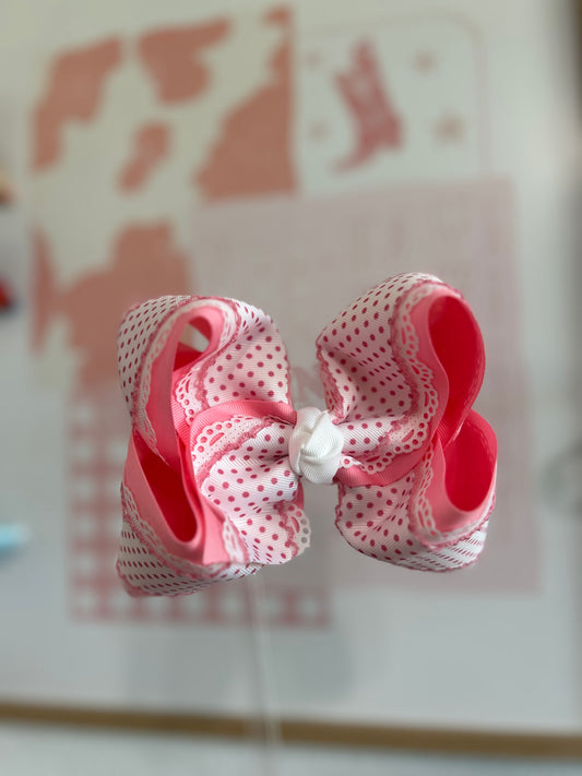 Polka Dot Girl Bow 6”
