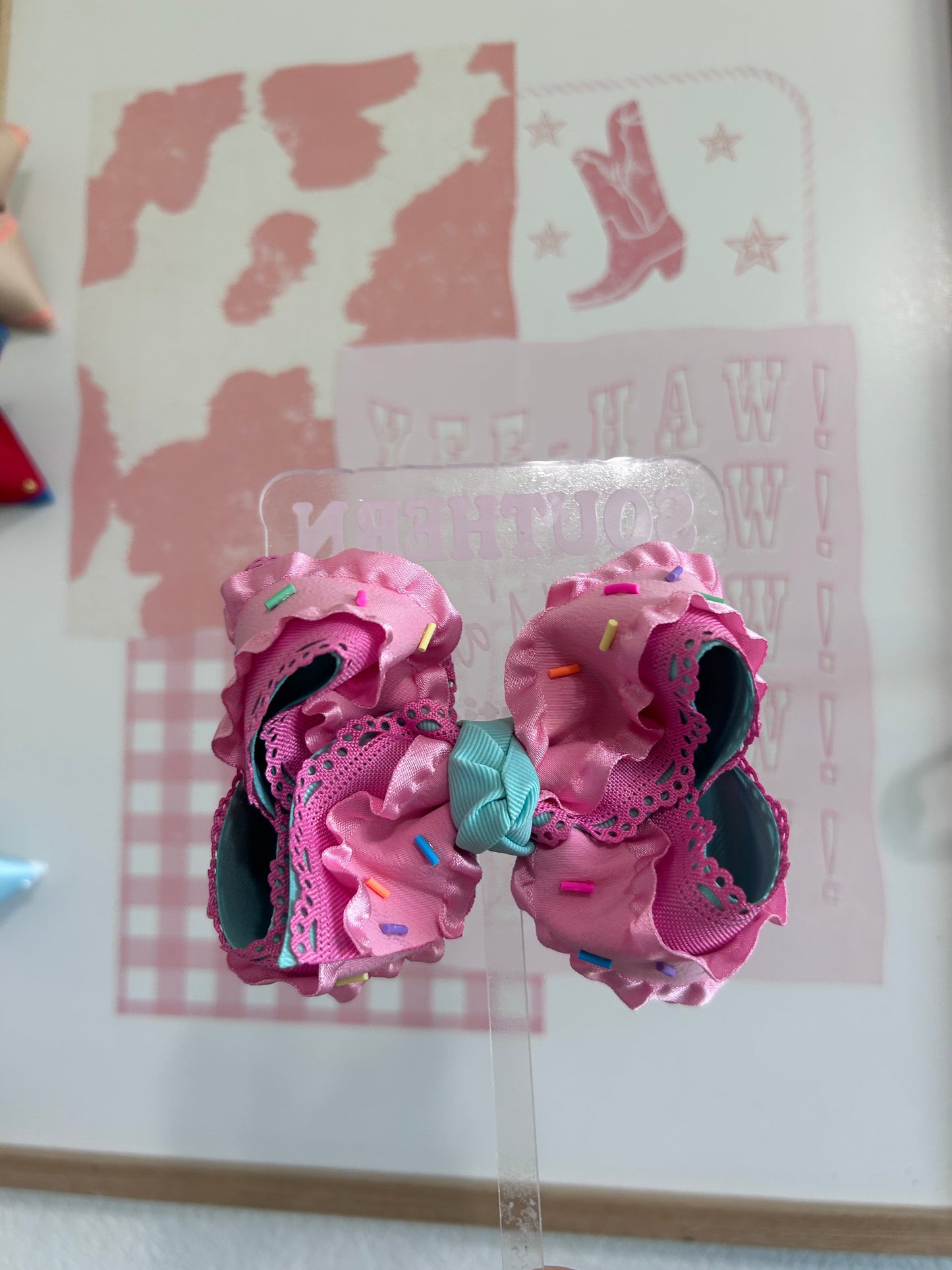 Pink & Teal Birthday Bow