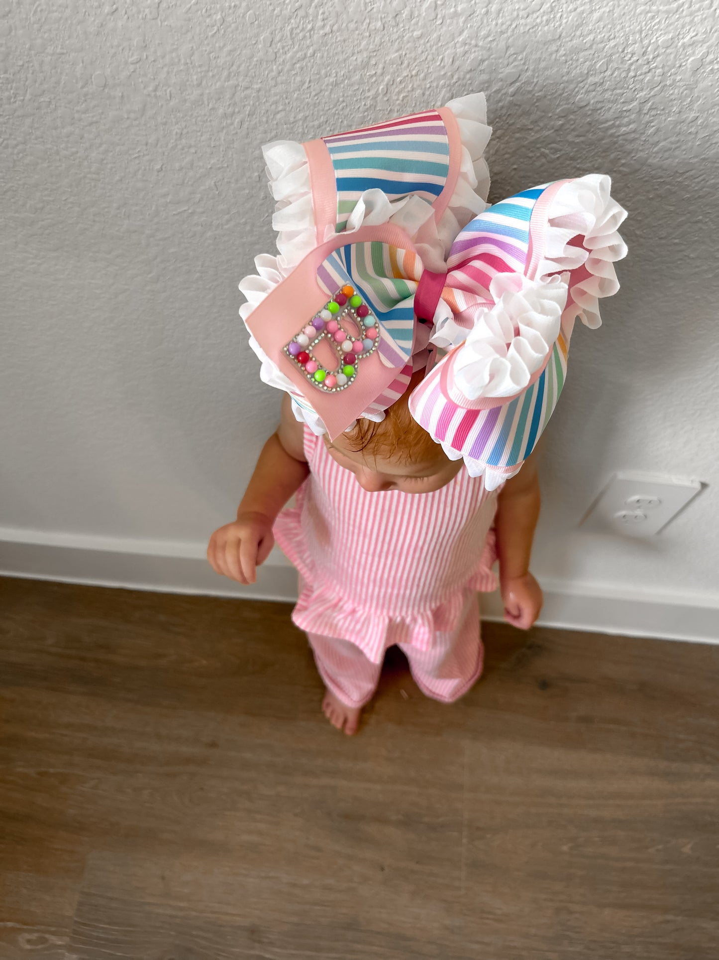 Rainbow Girl Initial Bow