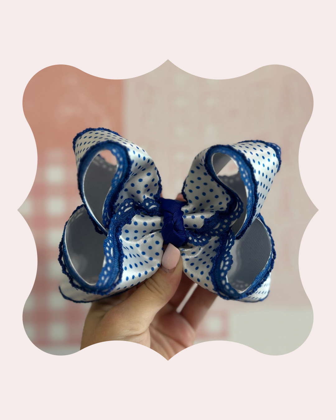 Go Big Blue Bitty Dots Bow