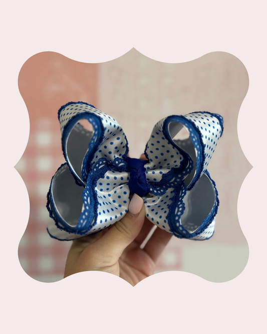 Go Big Blue Bitty Dots Bow